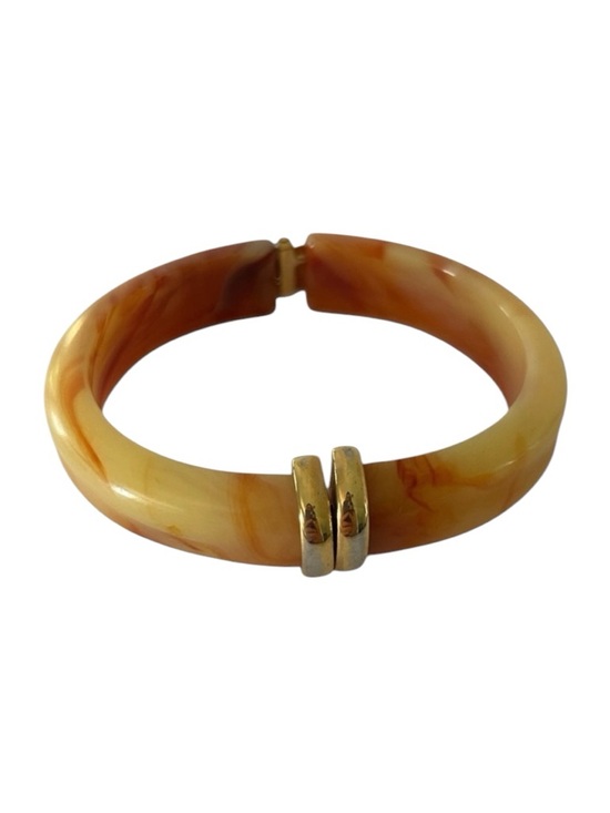 Avon Jewelry - Avon (1981) Vintage Peach/Amber Marbled Bangle Hinged Cuff Bracelet